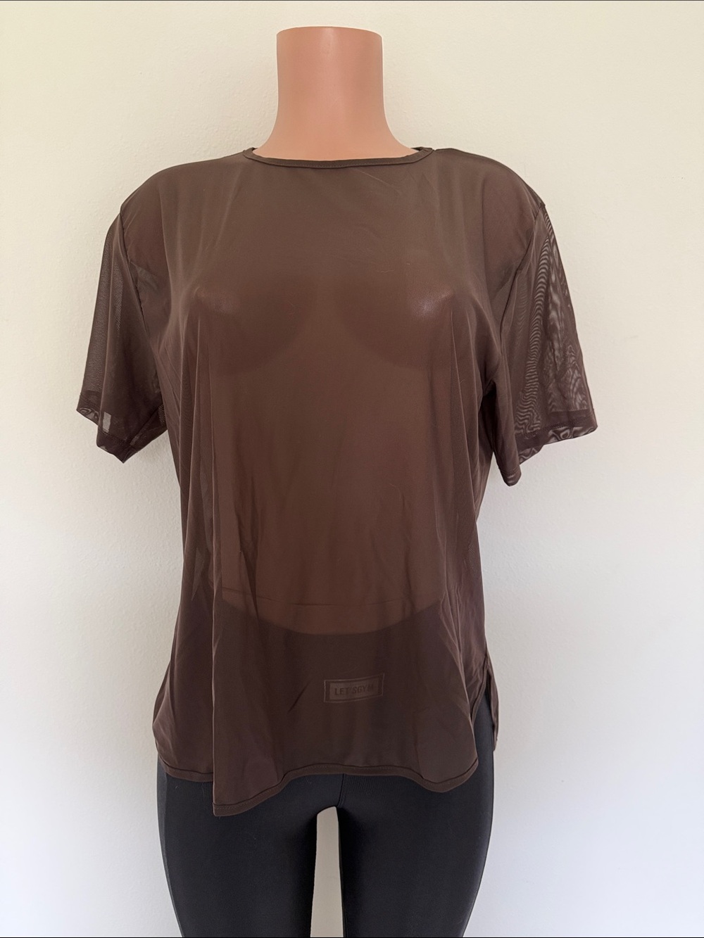 Noli Brown Sheer Short Sleeve Tee